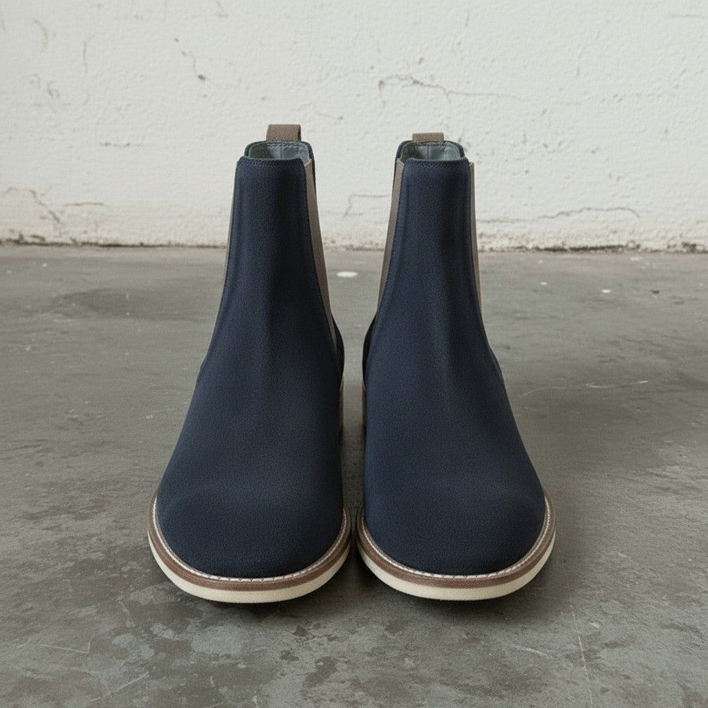 Men's Navy Blue Suede Chelsea Boots