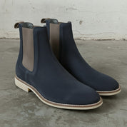 Men's Navy Blue Suede Chelsea Boots