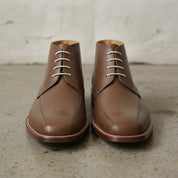 Men's Brown Apron-Toe Leather Chukka Boots