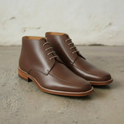 Men's Brown Apron-Toe Leather Chukka Boots