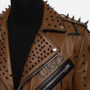Men's Brown Leather Biker Jacket
