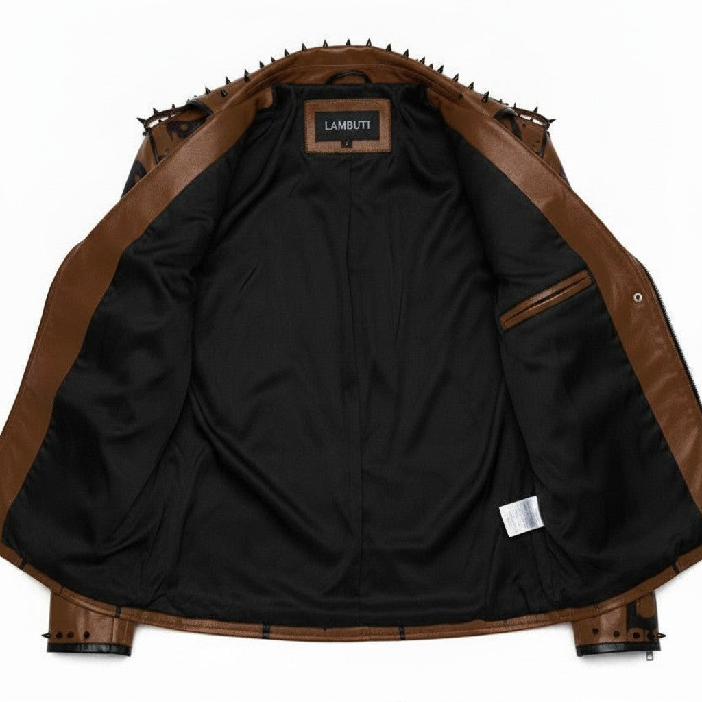 Men's Brown Leather Biker Jacket