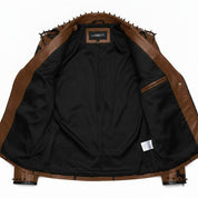 Men's Brown Leather Biker Jacket