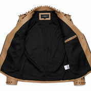Men's Tan Leather Biker Jacket