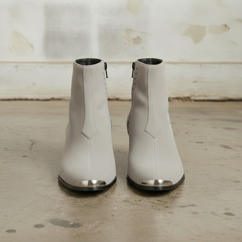Men's Light Gray Plain-Toe Suede Ankle Boots