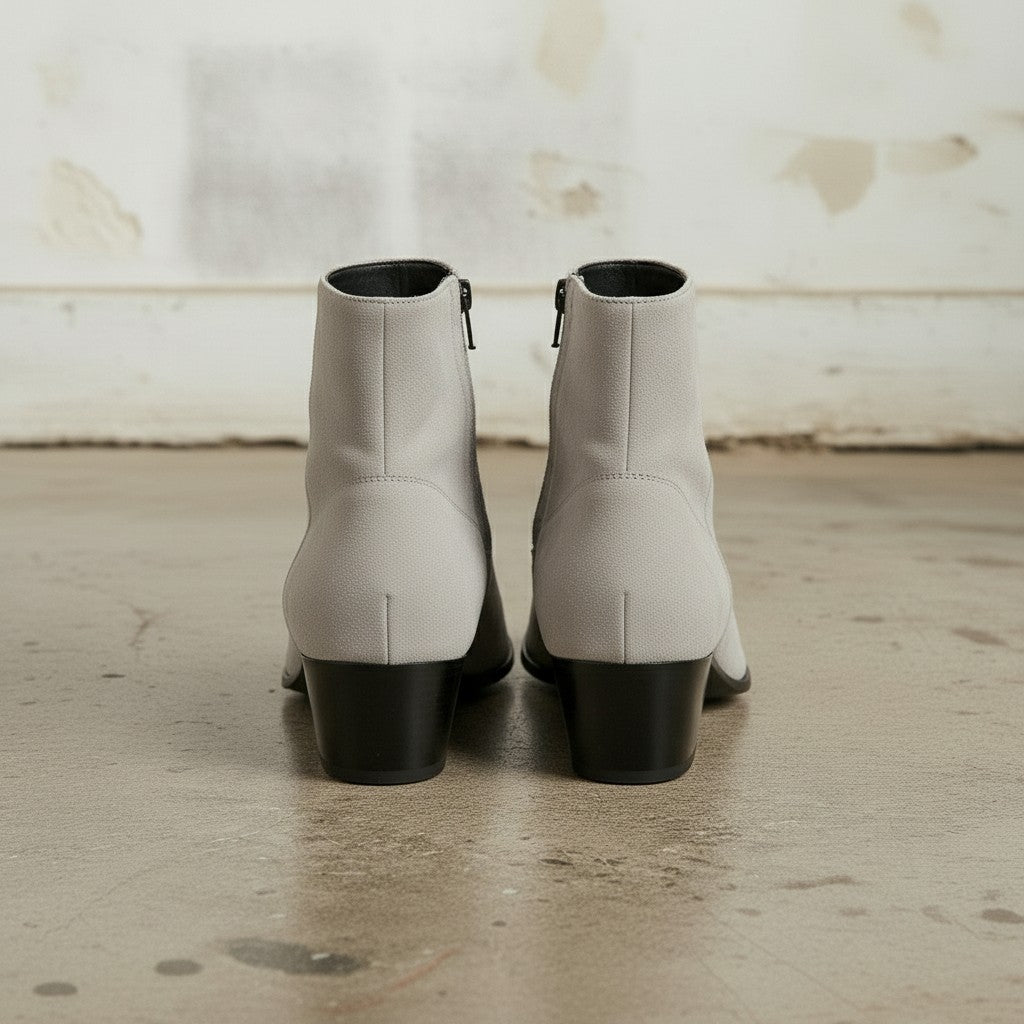 Men's Light Gray Plain-Toe Suede Ankle Boots