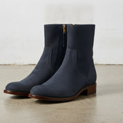 Men's Navy Blue Plain-Toe Suede Ankle Boots