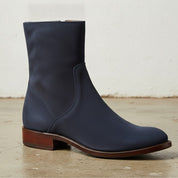 Men's Navy Blue Plain-Toe Suede Ankle Boots
