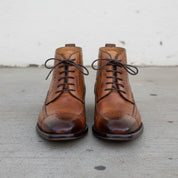 Men's Brown Cap-Toe Leather Derby Ankle Boots