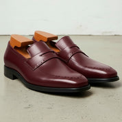 Men's Burgundy Cap-Toe Leather Penny Loafers