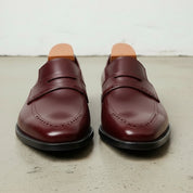 Men's Burgundy Cap-Toe Leather Penny Loafers