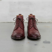 Men's Burgundy Cap-Toe Leather Derby Ankle Boots