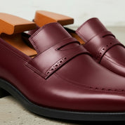 Men's Burgundy Cap-Toe Leather Penny Loafers