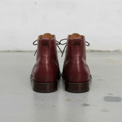 Men's Burgundy Cap-Toe Leather Derby Ankle Boots