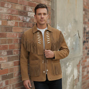 Men's Tan Fringed Suede Jacket