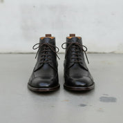 Men's Black Cap-Toe Leather Derby Ankle Boots