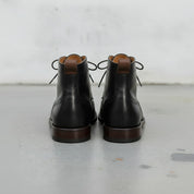 Men's Black Cap-Toe Leather Derby Ankle Boots