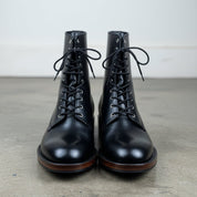 Men's Black Plain-Toe Leather Combat Boots