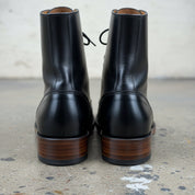 Men's Black Plain-Toe Leather Combat Boots