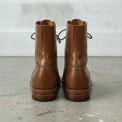 Men's Brown Plain-Toe Leather Combat Boots