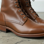 Men's Brown Plain-Toe Leather Combat Boots