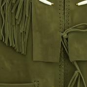 Men's Olive Green Fringed Suede Jacket