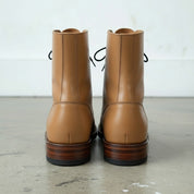 Men's Tan Plain-Toe Leather Combat Boots