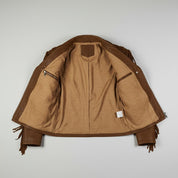 Men's Brown Fringe Leather Biker Jacket