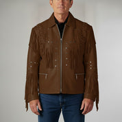 Men's Brown Fringe Leather Biker Jacket