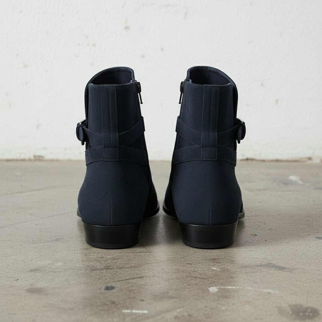 Men's Navy Blue Suede Jodhpur Boots