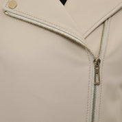 Women's Cream Leather Biker Jacket — Parsons