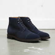 Men's Navy Blue Cap-Toe Suede Ankle Boots