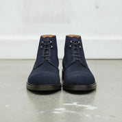 Men's Navy Blue Cap-Toe Suede Ankle Boots