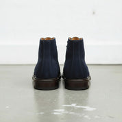 Men's Navy Blue Cap-Toe Suede Ankle Boots
