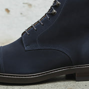 Men's Navy Blue Cap-Toe Suede Ankle Boots
