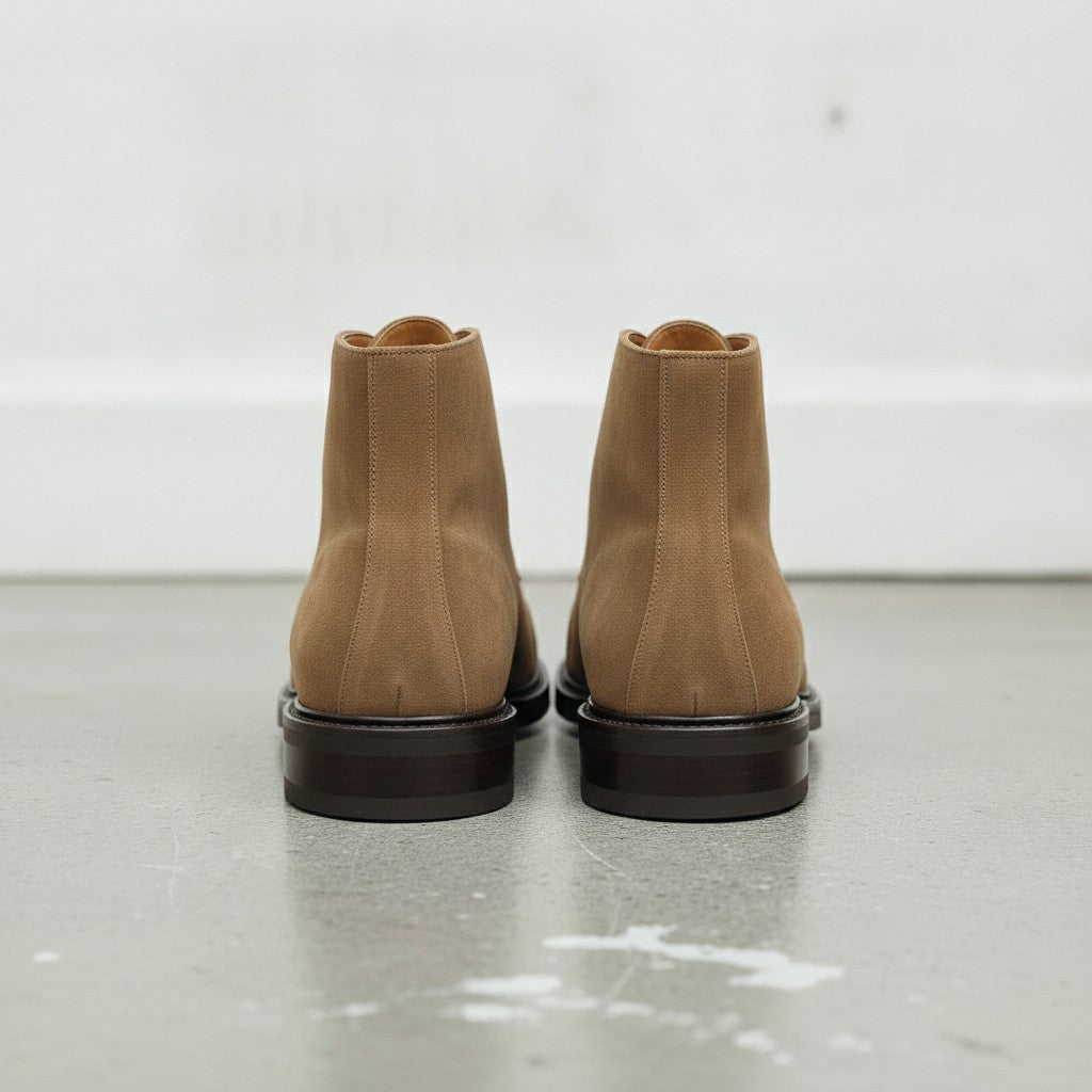 Men's Tan Cap-Toe Suede Ankle Boots