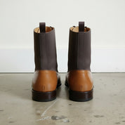 Men's Tan and Dark Grey Cap-Toe Leather Balmoral Boots