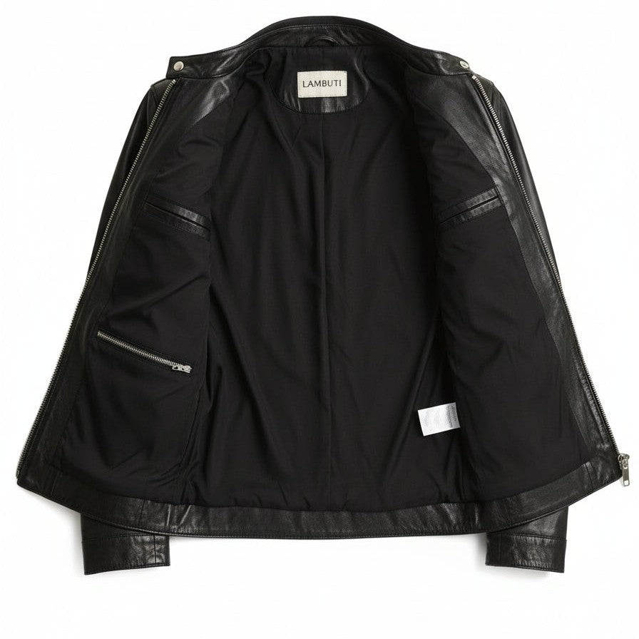 Men's Black Slim Fit Leather Biker Jacket