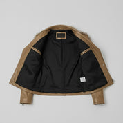 Men's Tan Silver Studded Leather Biker Jacket