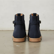 Men's Navy Blue Plain-Toe Suede Jodhpur Ankle Boots