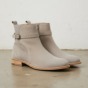 Men's Light Gray Plain-Toe Suede Jodhpur Ankle Boots