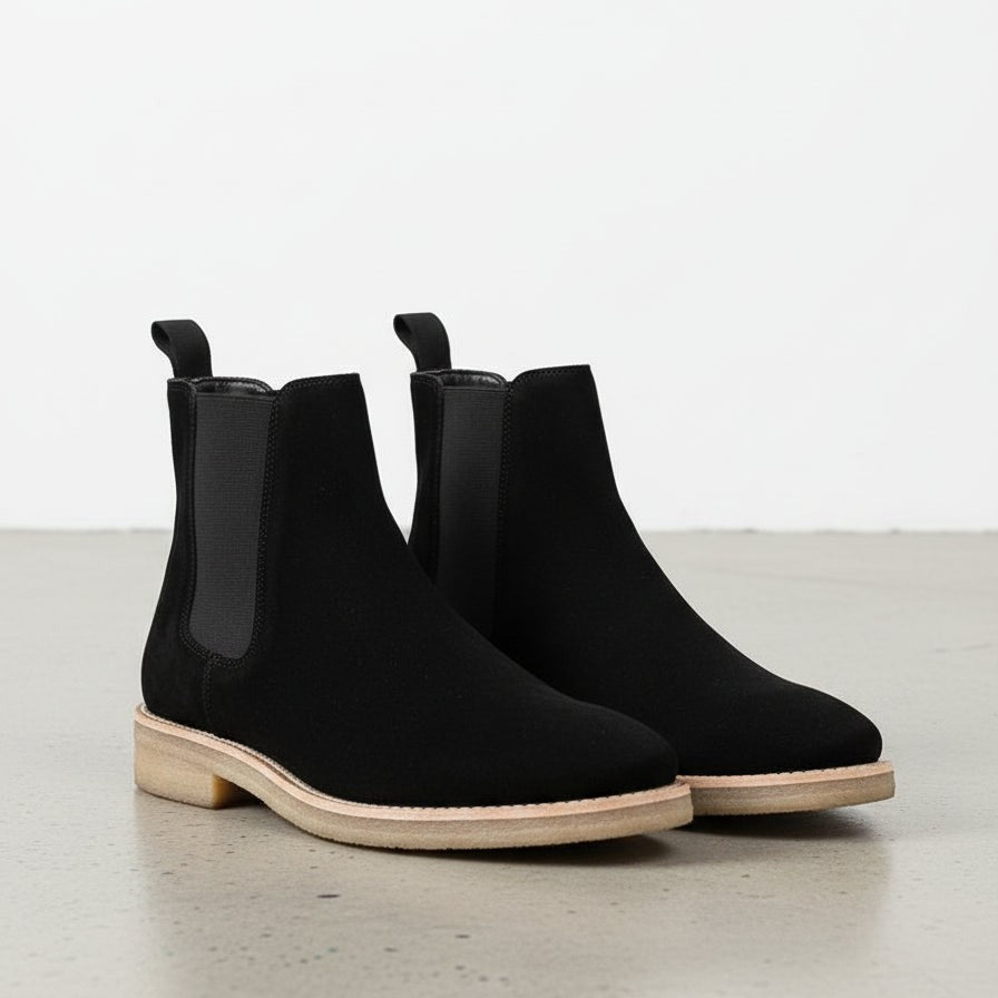Men's Black Suede Chelsea Boots