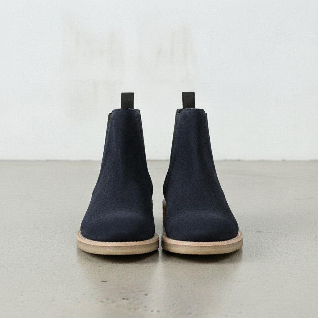 Men's Navy Blue Suede Chelsea Boots