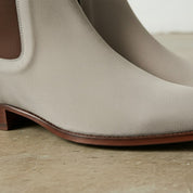 Men's Tan and Light Gray Plain-Toe Suede Chelsea Boots
