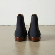 Men's Tan and Navy Blue Plain-Toe Suede Chelsea Boots
