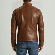 Men's Brown Slim Fit Leather Biker Jacket