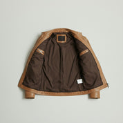 Men's Tan Slim Fit Leather Biker Jacket