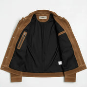 Men's Tan Suede Trucker Jacket