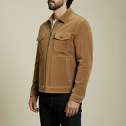 Men's Tan Suede Trucker Jacket