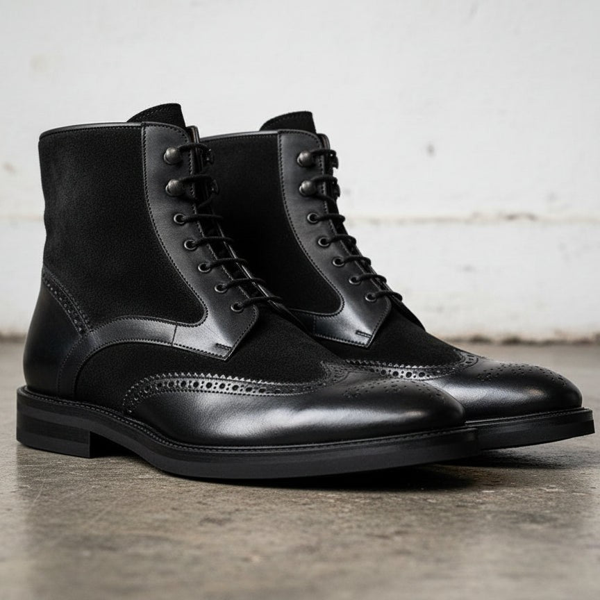 Men's Black Cap-Toe Leather Ankle Boots — Jermyn